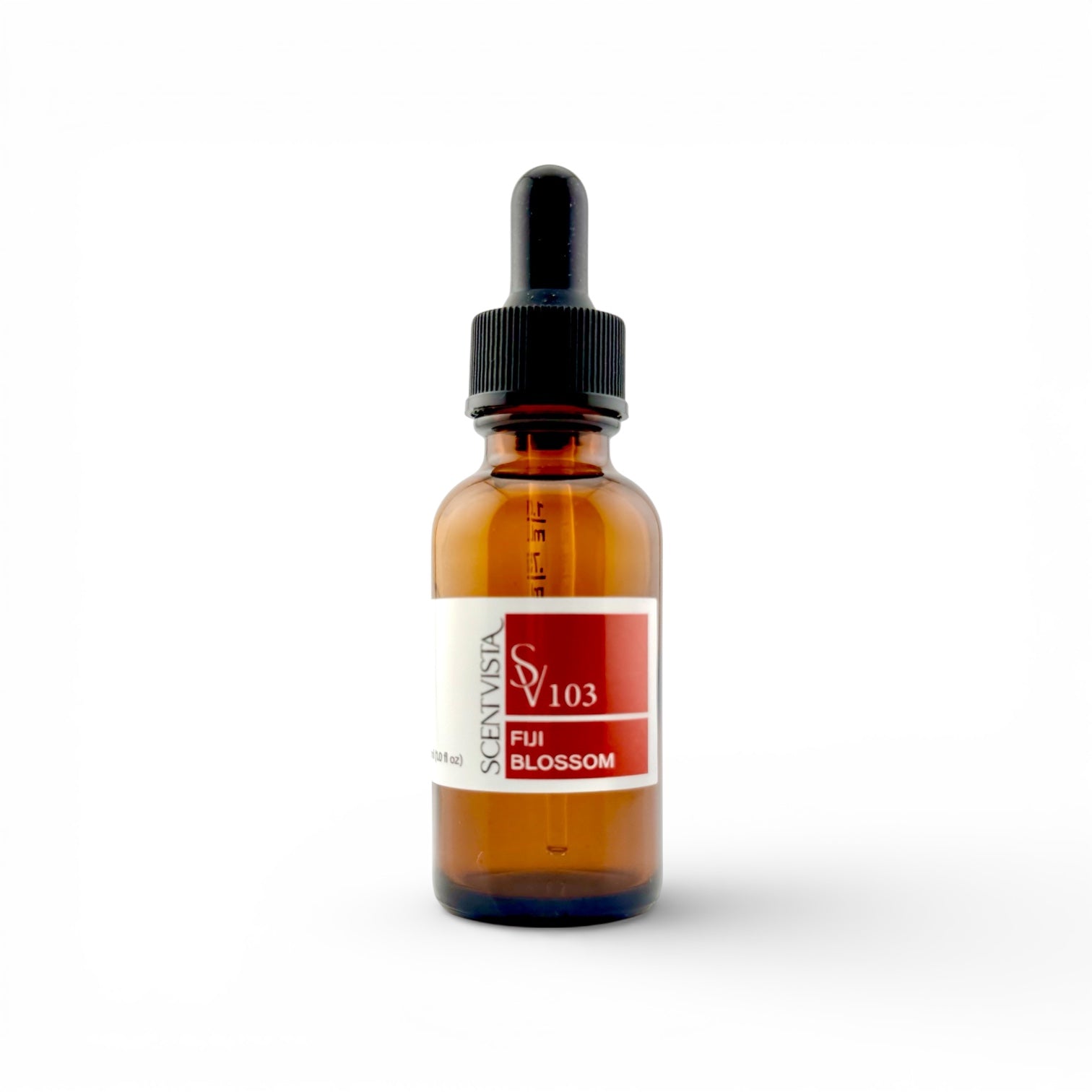 Brown glass bottle with dropper used to make custom perfumes and colognes on a white background